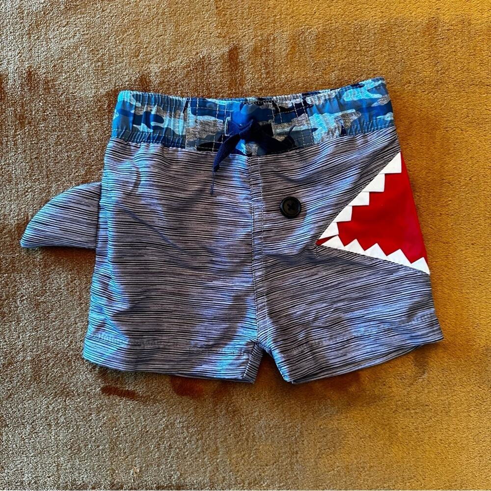 MudPie Boys 6-9 Months Shark Swim Trunks